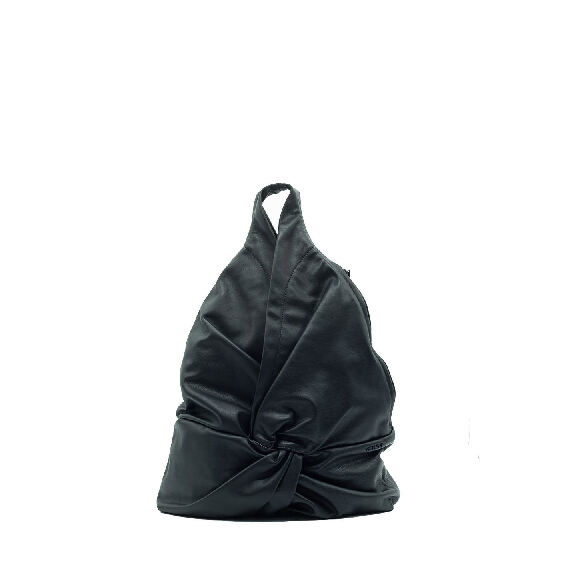 Elisa <br /> Black Bucket Bag with Knot