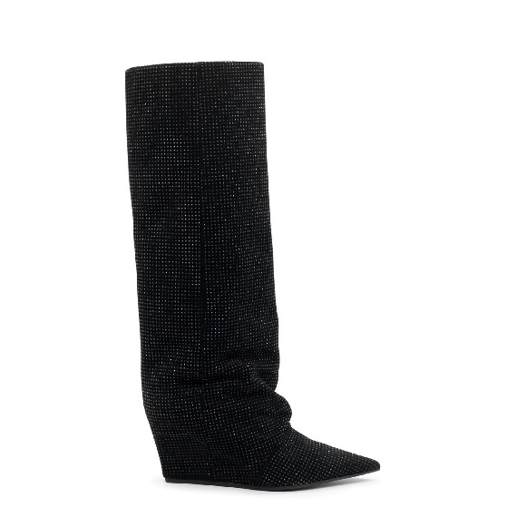 Cocoon Minimal Black Tubular Boots with Mini-Studs